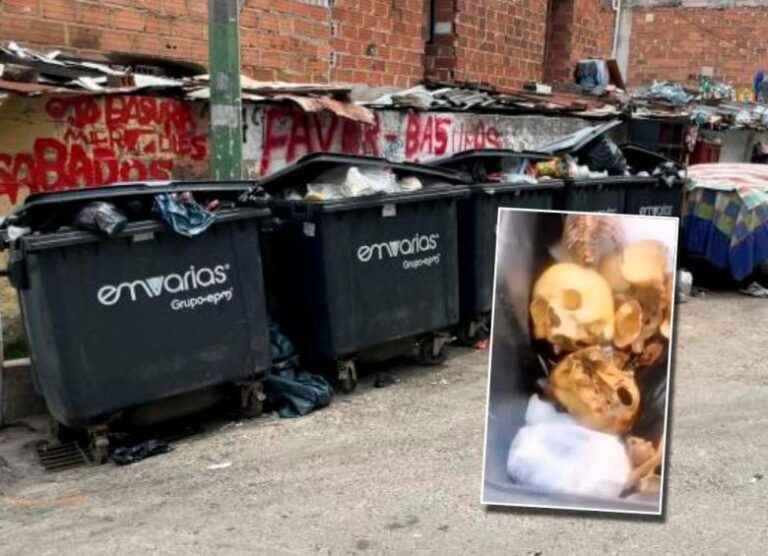 Encuentran esqueleto humano en contenedor de basura en Medellín