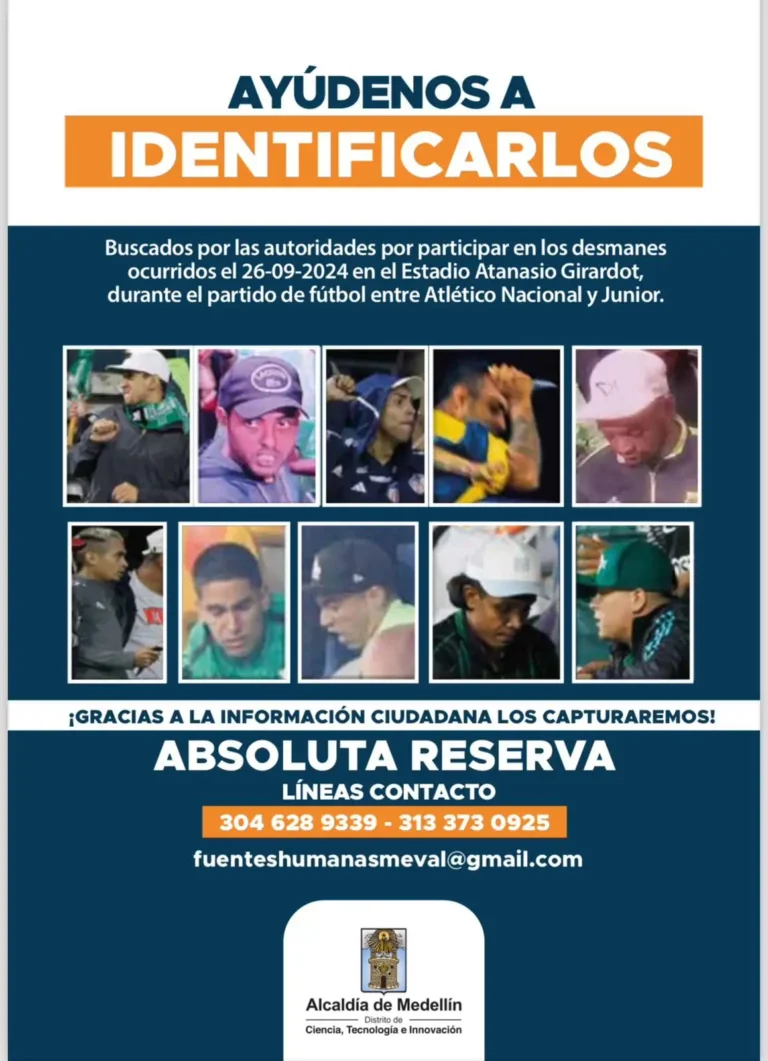 Alcaldía de Medellín identifica a los presuntos implicados en los disturbios en el partido Nacional vs Junior