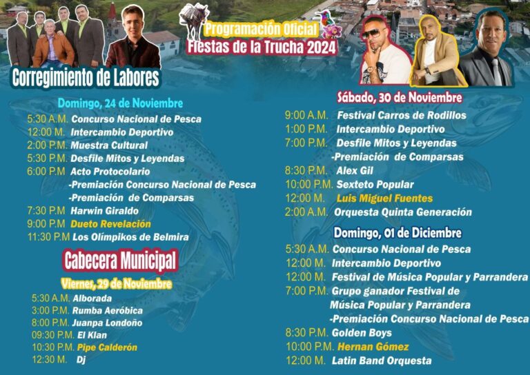 Programación de Fiestas de la Trucha en Belmira