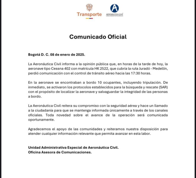 Buscan avioneta que cubría la ruta Juradó-Medellín
