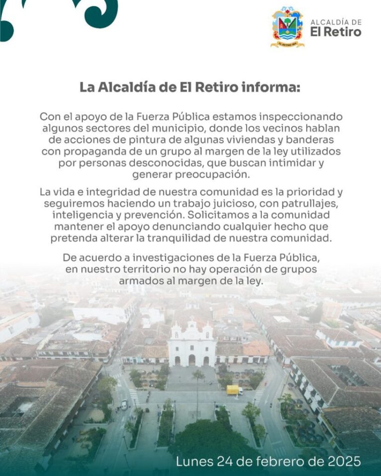Preocupación en El Retiro por aparición de mensajes alusivos al ELN